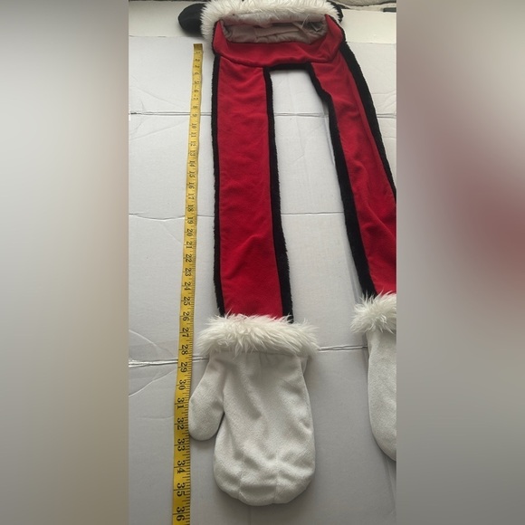 Disney Parks Mickey Mouse Santa Hat/Scarf/Gloves All in One-Plush